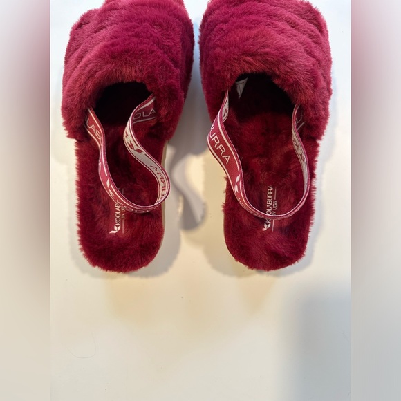 Koolaburra by UGG Fuzz’n II Back-Strap Slide Slippers in Maroon, size 9 - Picture 7 of 8